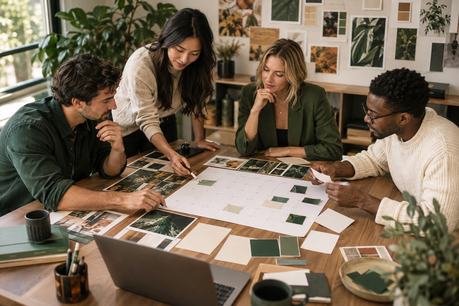 Marketing team coordinating a seasonal affiliate campaign plan