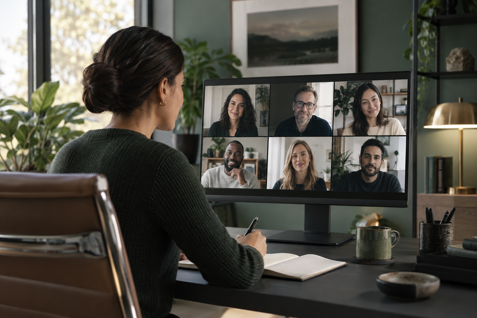 Partnership manager holding a professional conversation with remote partners
